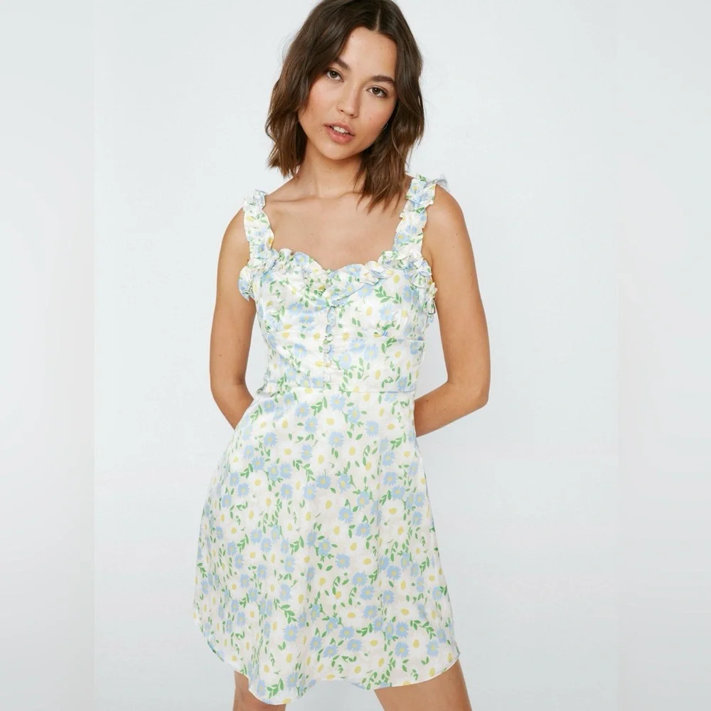 Zara Floral Ruffle Strap Dress